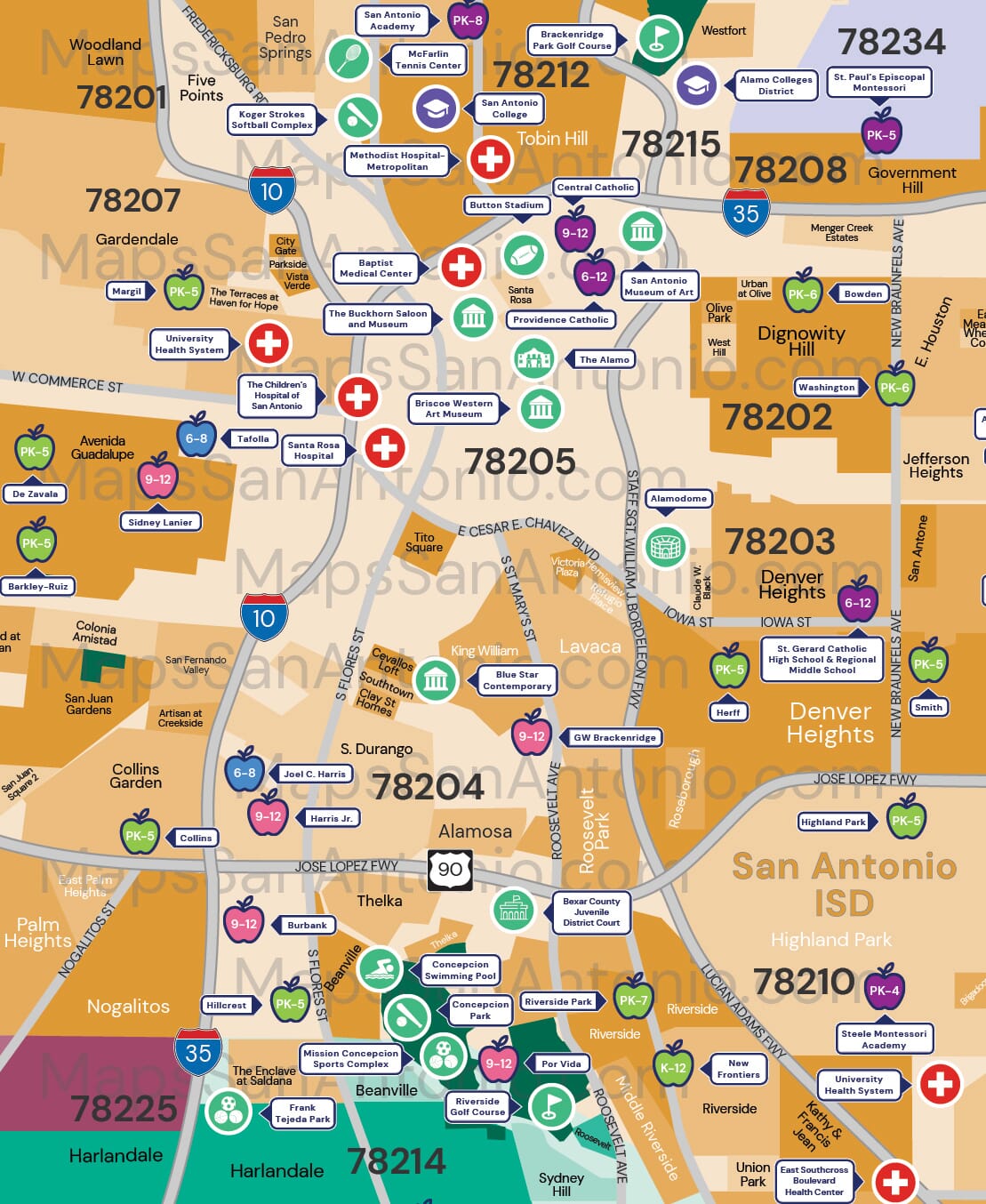 Map Of Downtown San Antonio Alaine Leonelle   Downtown River Walk Arts District   ISD 